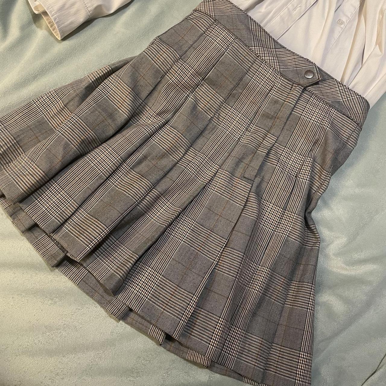 Grey plaid 2024 skirt h&m