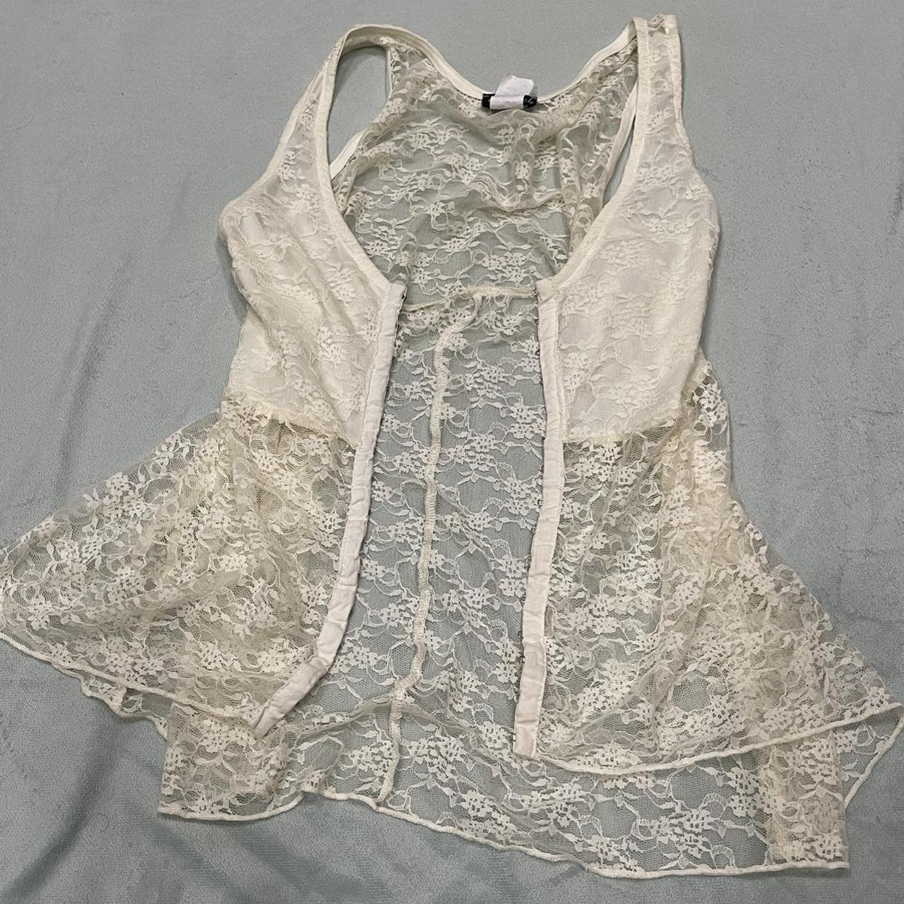 Wet seal lacy corset style cardigan Size large -... - Depop