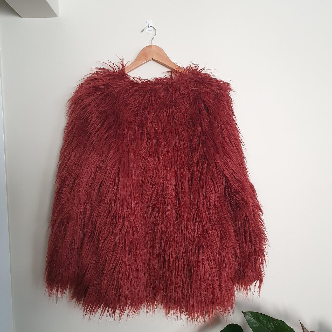 Sportsgirl faux fur jacket rust in size 10. Lovely... - Depop