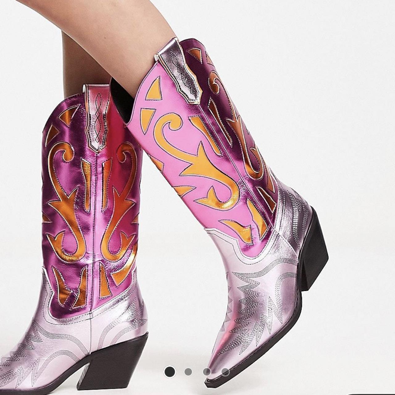 Cowgirl Boots Asos Pink Boots ASOS Pink Croc Ratings Leather