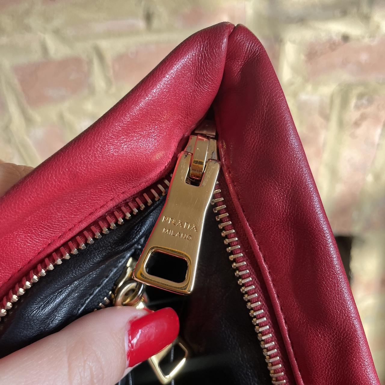 Prada red and black handbag hot sale