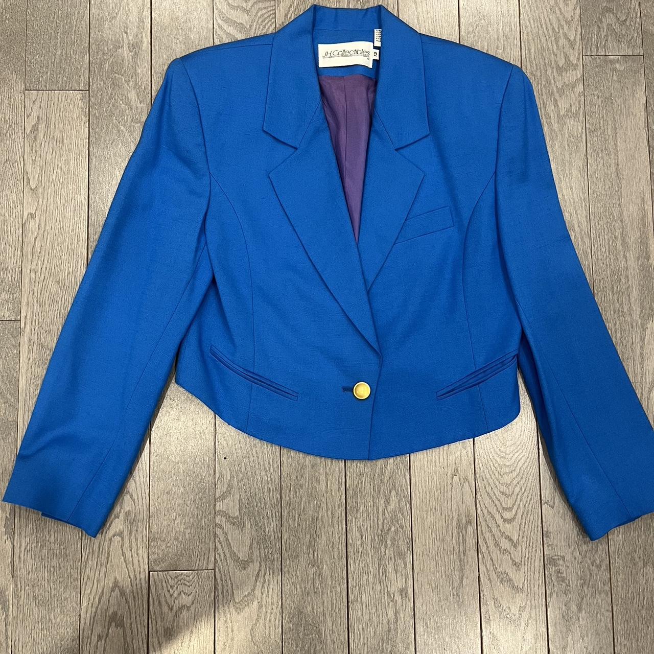 Women's Blue and Gold Coat | Depop