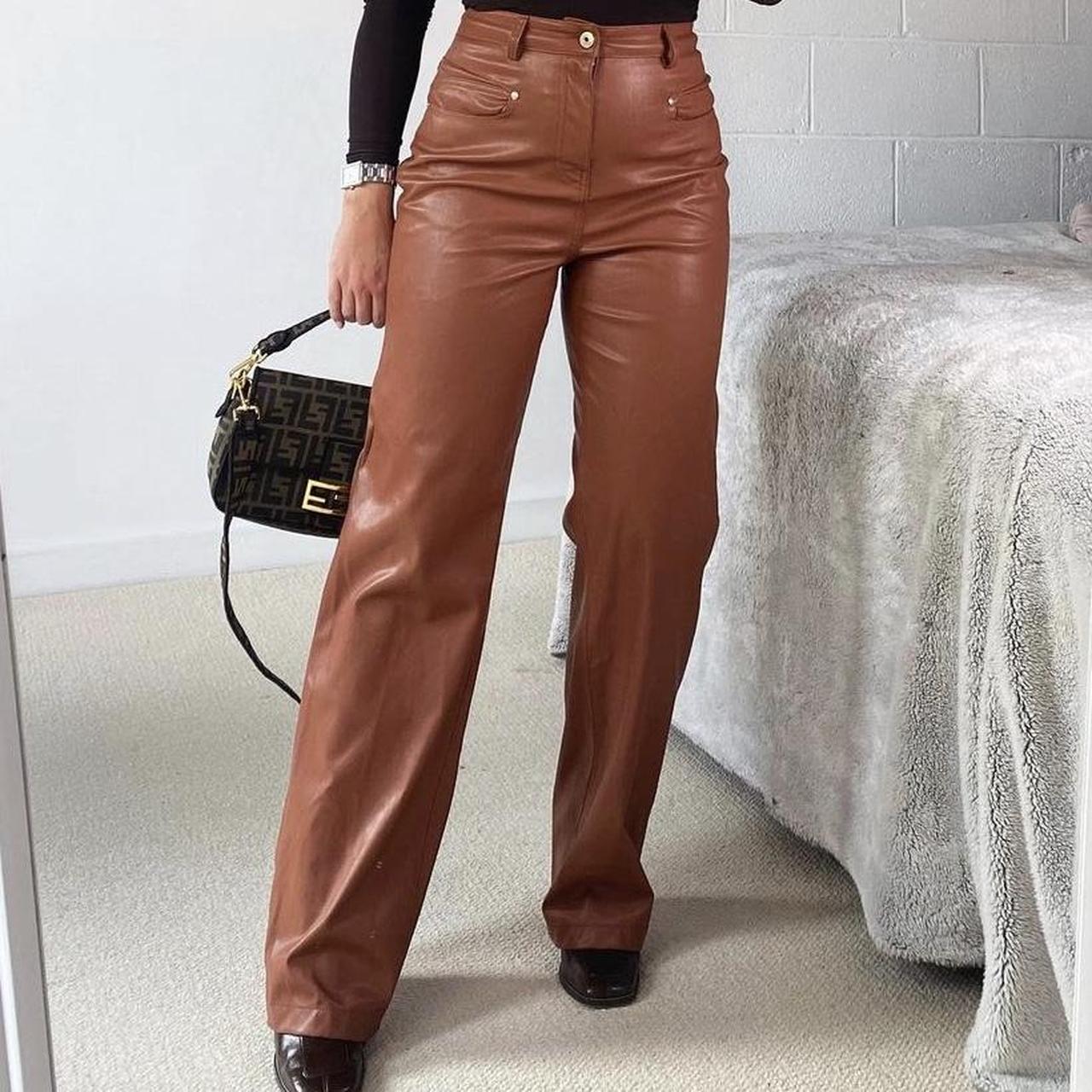Zw Collection Leather Trousers Womens Zara Leather Straight Leg