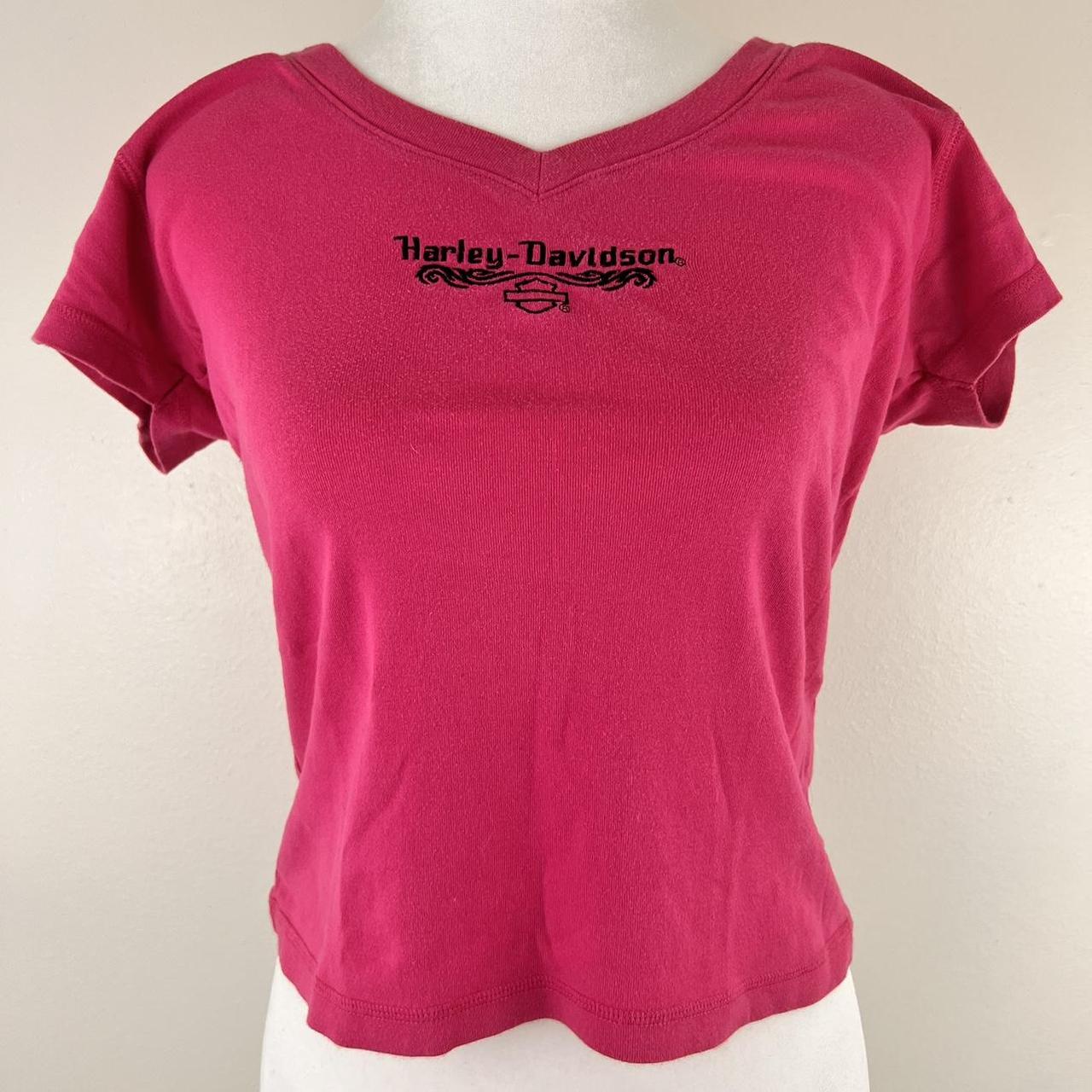 hot pink harley davidson t shirt