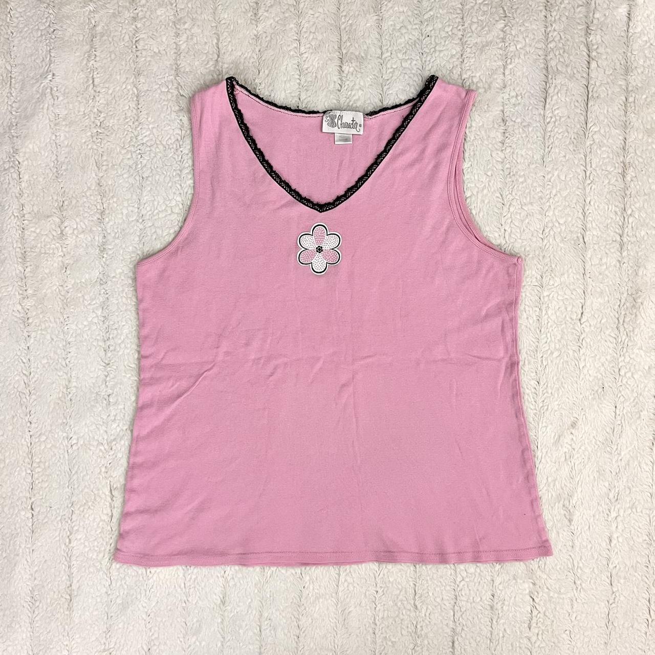 Y2k 2000s pink flower tank top 🌸 This top features... - Depop