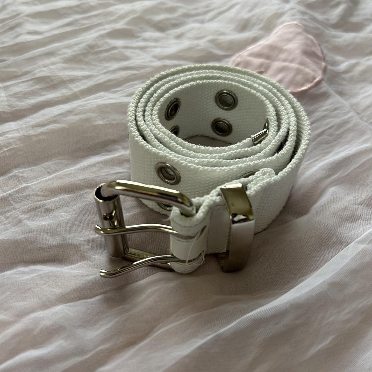 Buckle Women's White Belt Depop