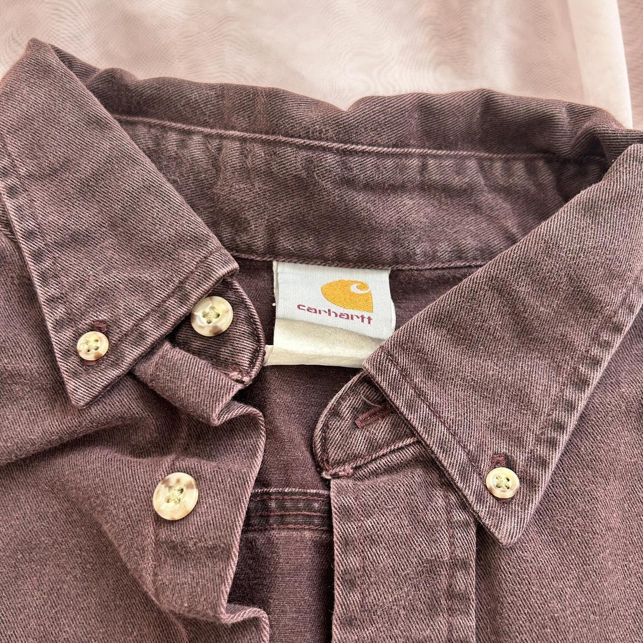 Carhartt Men's Burgundy Shirt Depop