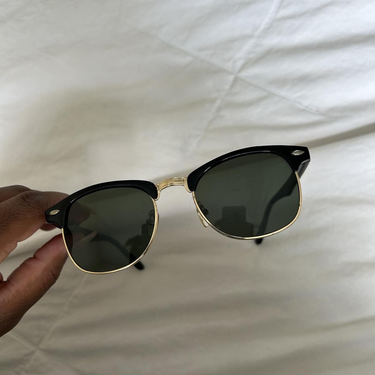 Men's Black and Gold Sunglasses Depop