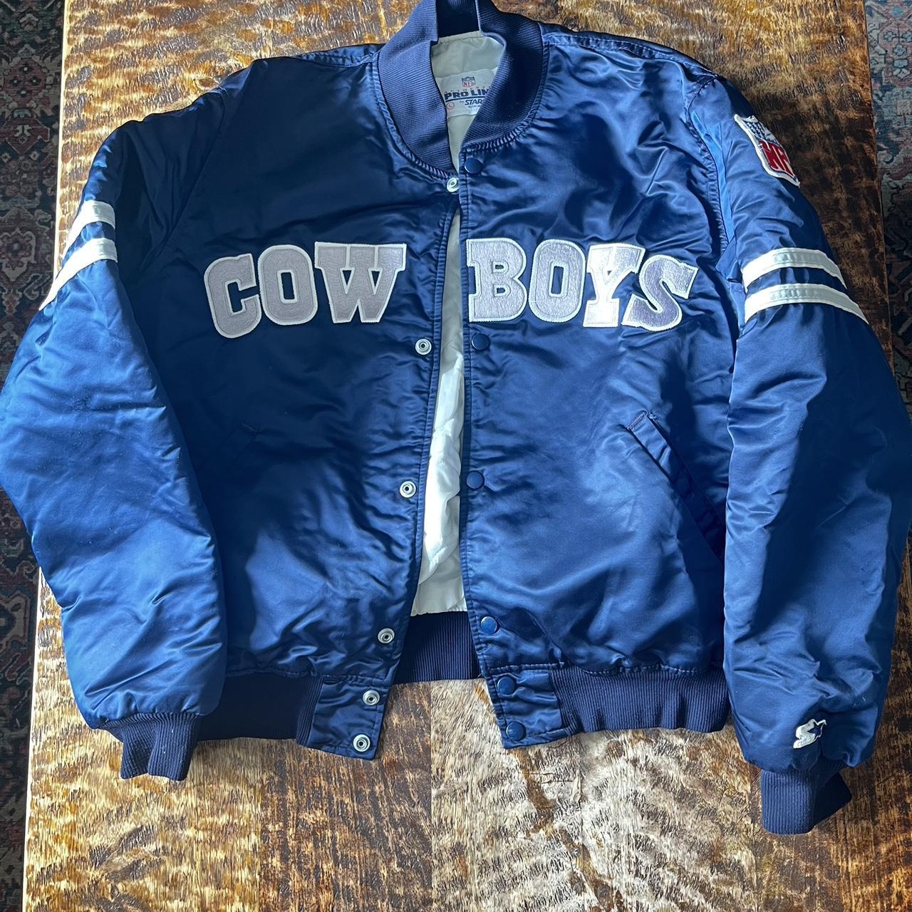 Vintage Dallas Cowboys Starter Leather Bomber Jacket Size 