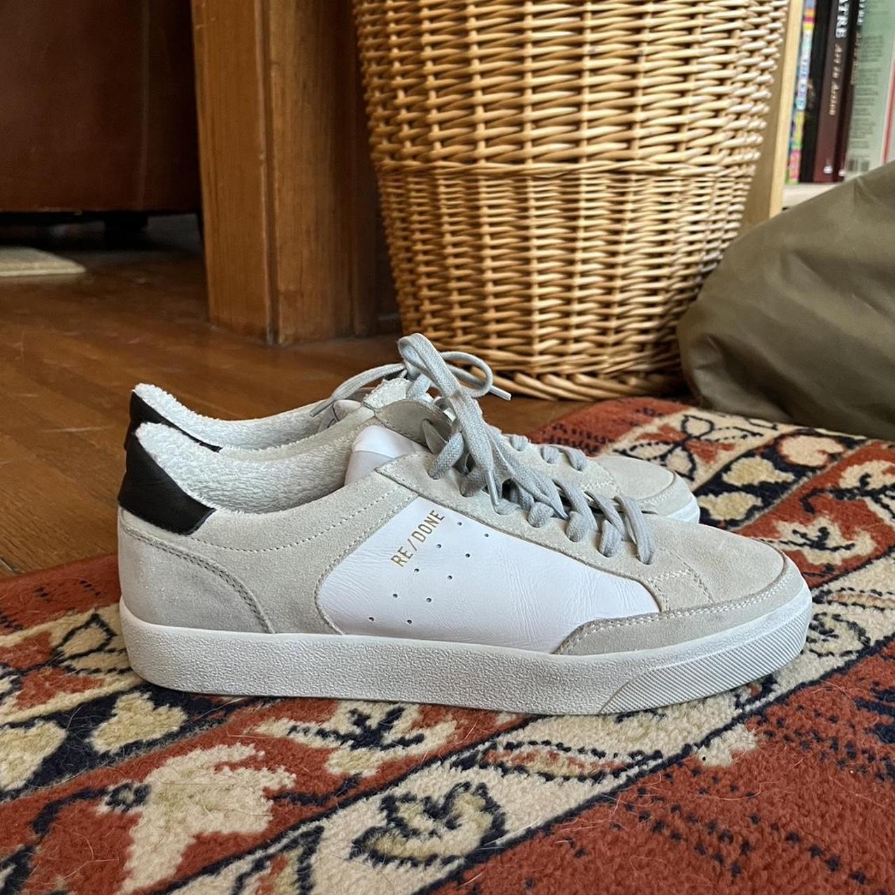 Re/done 90s skate shoes Leather Grey and white... - Depop