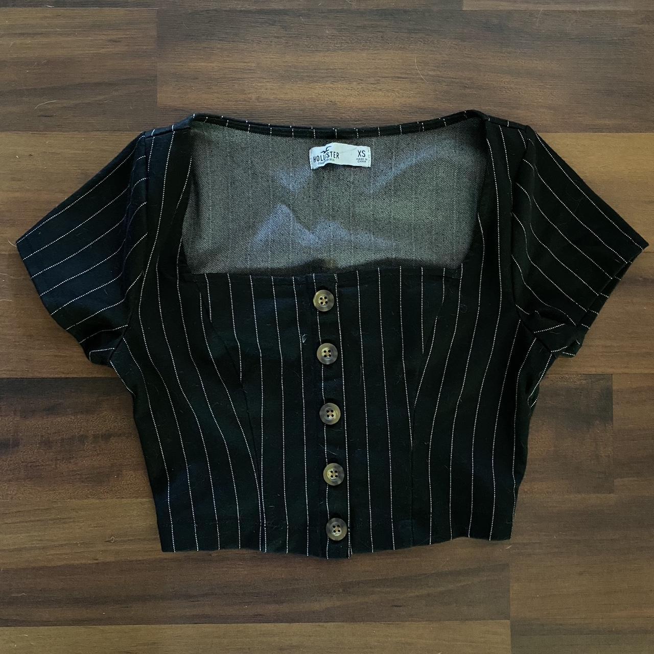 Hollister crop top. Buttons on front are decoration,... - Depop