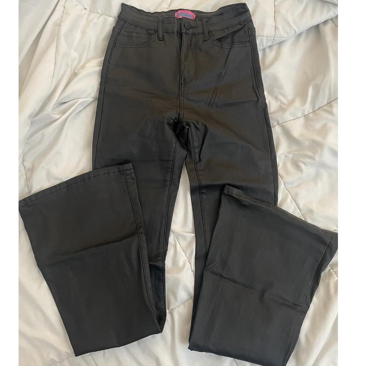 black flare edikted leather pants - Depop