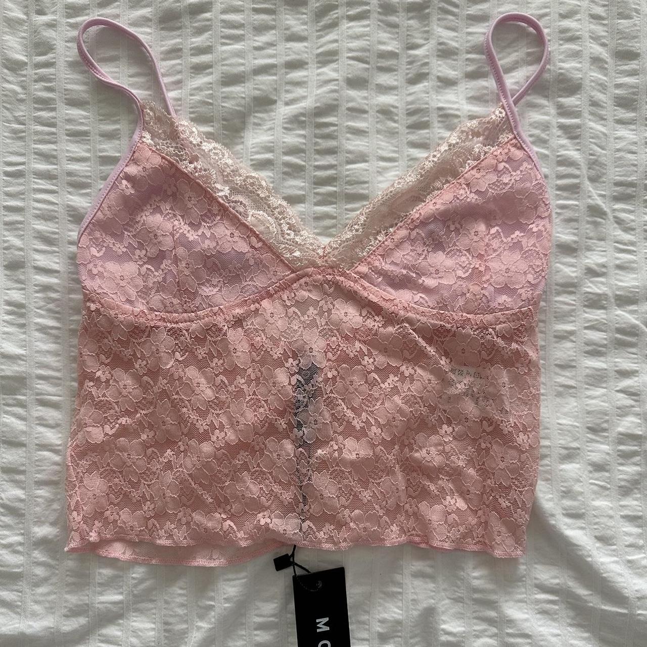 motel rocks pink lace cami, never worn and in... - Depop