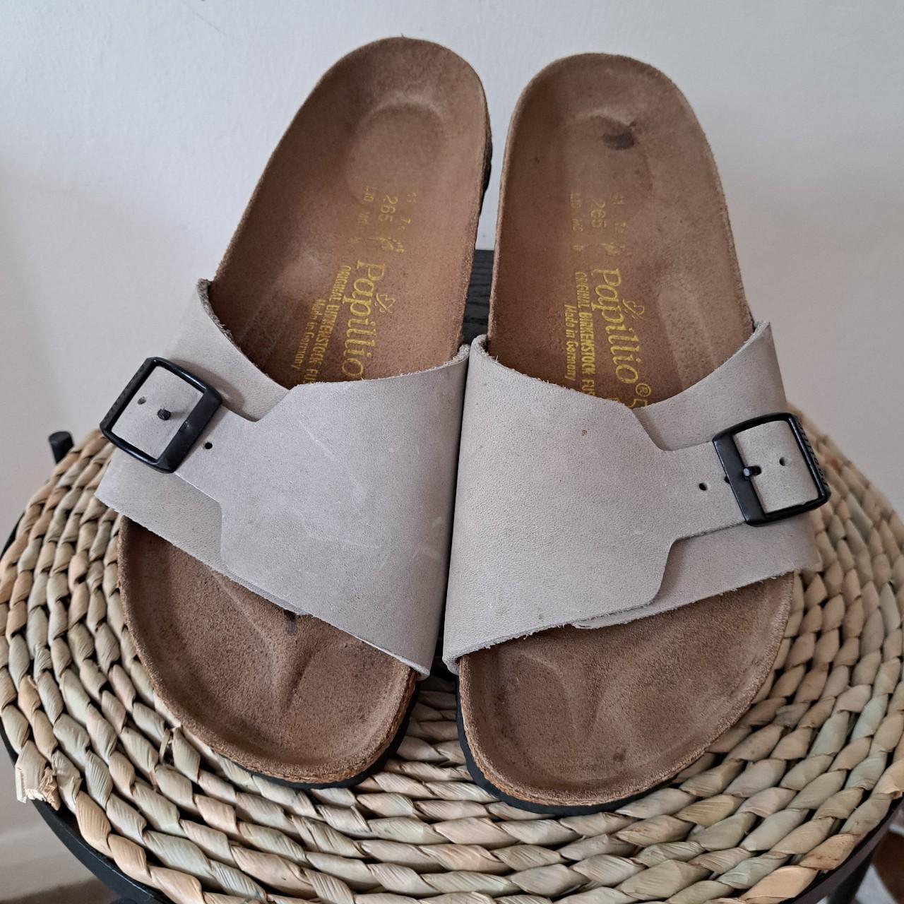 Birkenstock Papillio Grey Leather Slide Sandals UK... - Depop