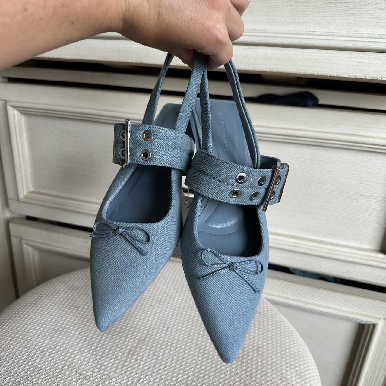 denim kitten heel shoes