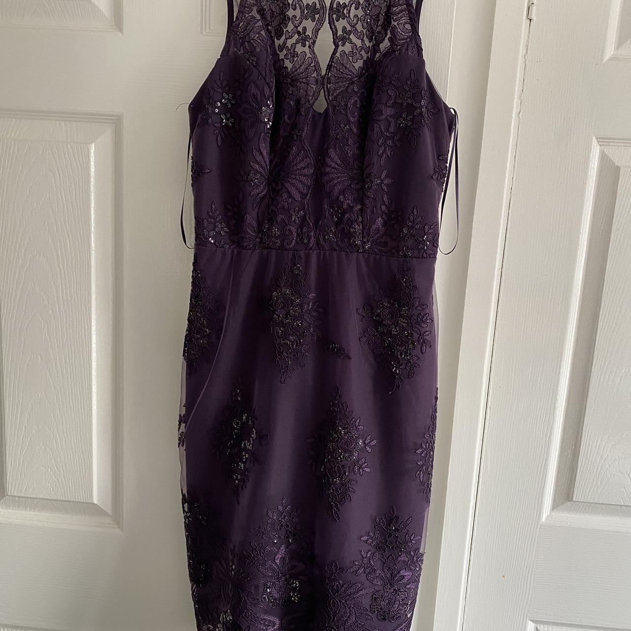 Purple sequin floral design lipsy dress never worn. Depop