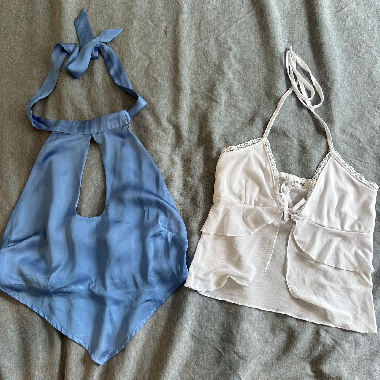 Glassons Going Out Tops Bundle Blue Satin Top Depop