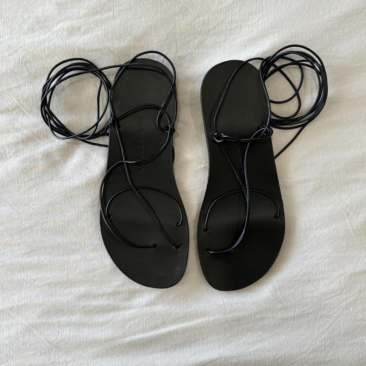 Maria Farro Aelia Black Leather Sandal Size Depop