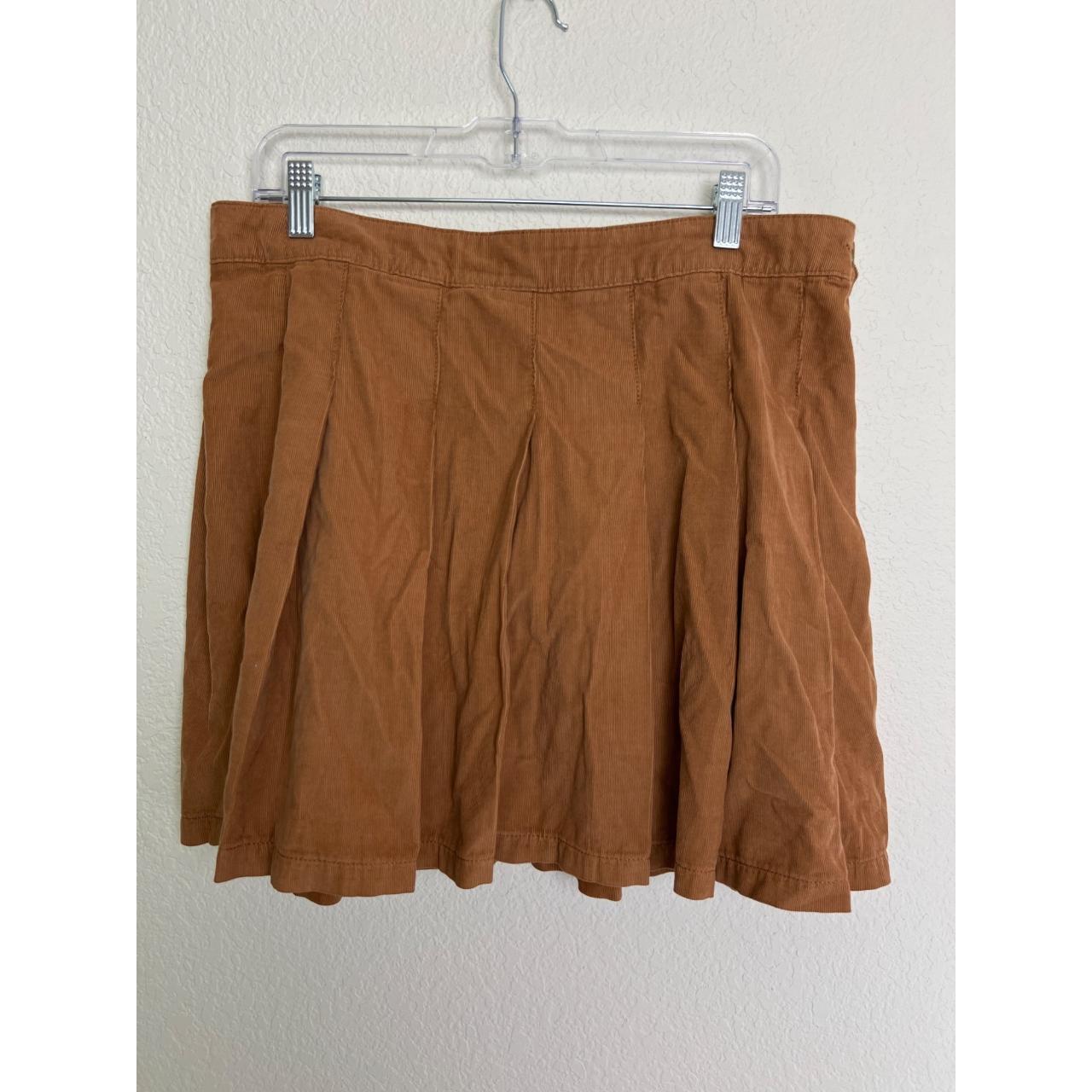 American Eagle Pleated Corduroy Skirt Size 14 Camel. Depop