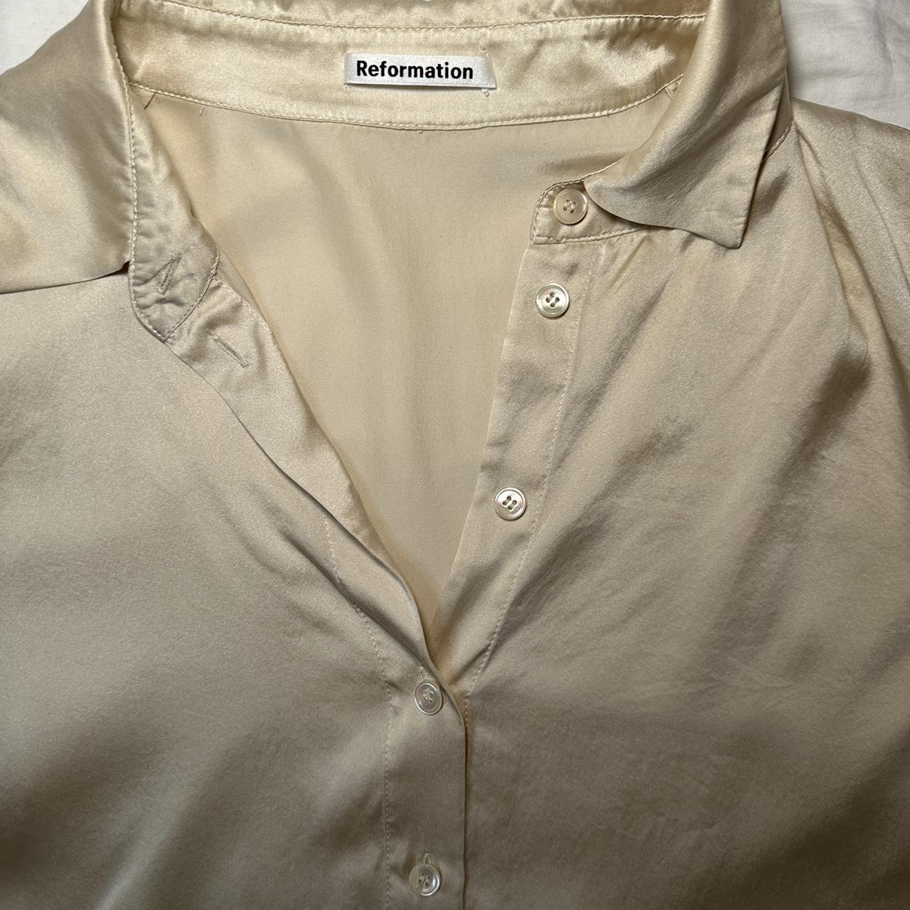 Reformation Women's Cream and Tan Blouse (3)
