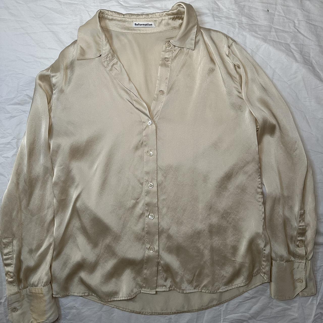 Reformation Women's Cream and Tan Blouse (5)