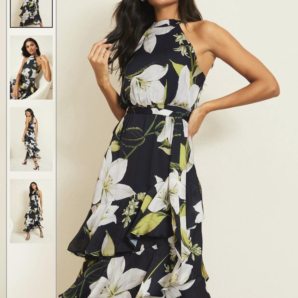 Lipsy halter mila outlet floral printed midi dress