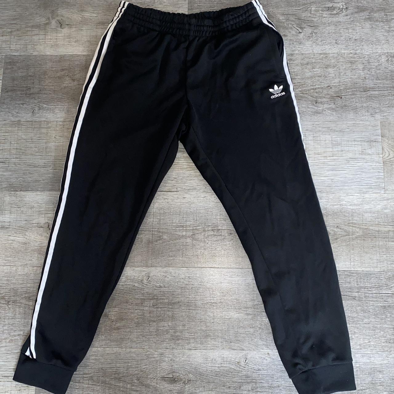 Adidas joggers black Classic adidas 3 stripes on... - Depop