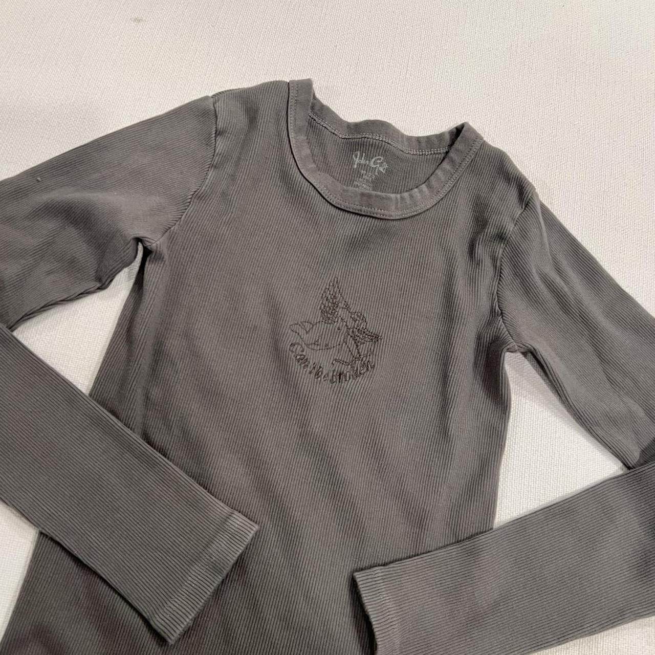 Brandy melville grey ribbed thermal long sleeve Has... Depop