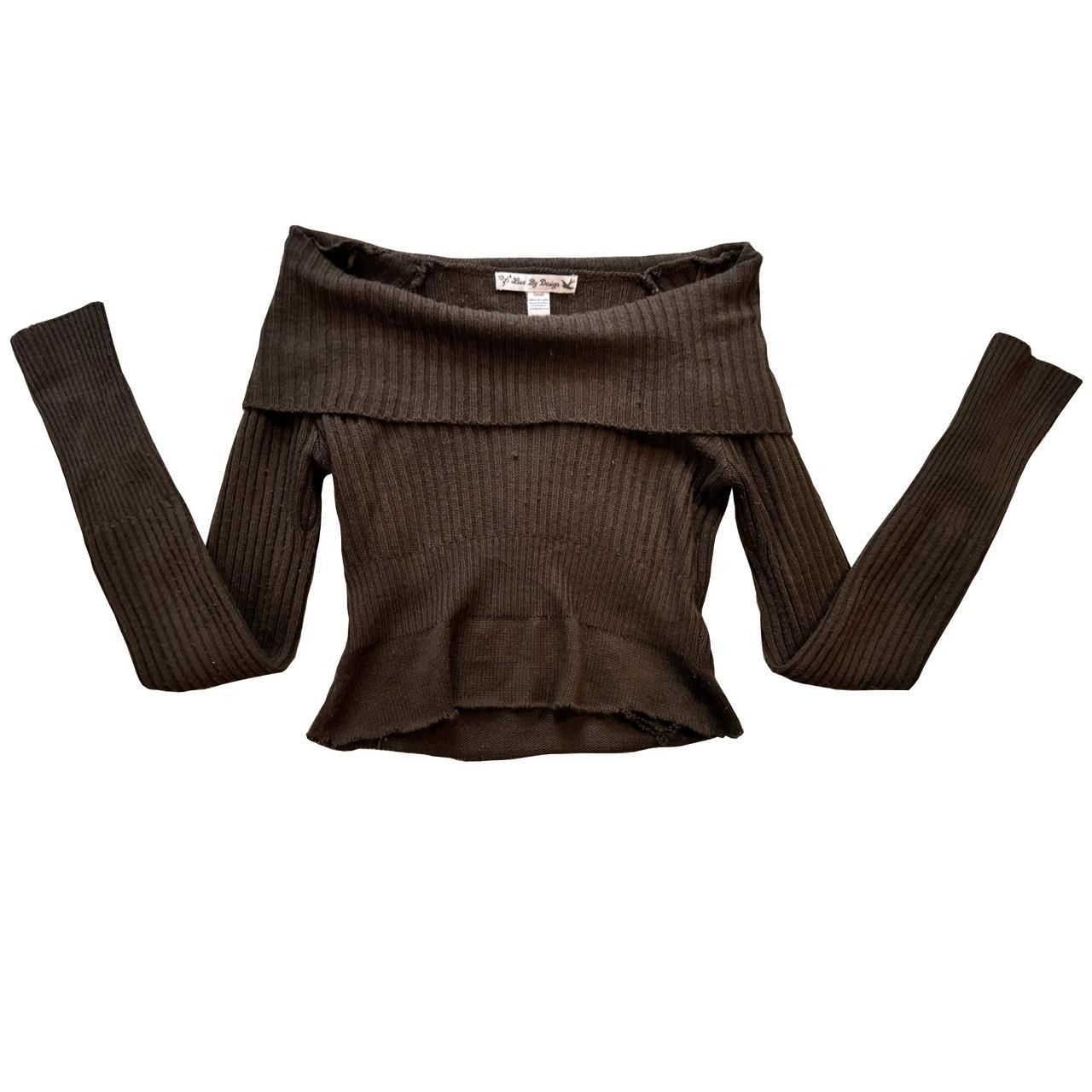 Y2K Off The Shoulder Brown Sweater This is such a... - Depop