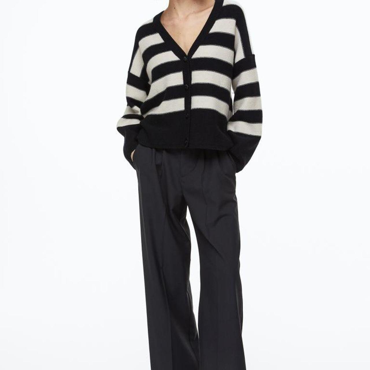 H&M Women's Black and White Cardigan Depop