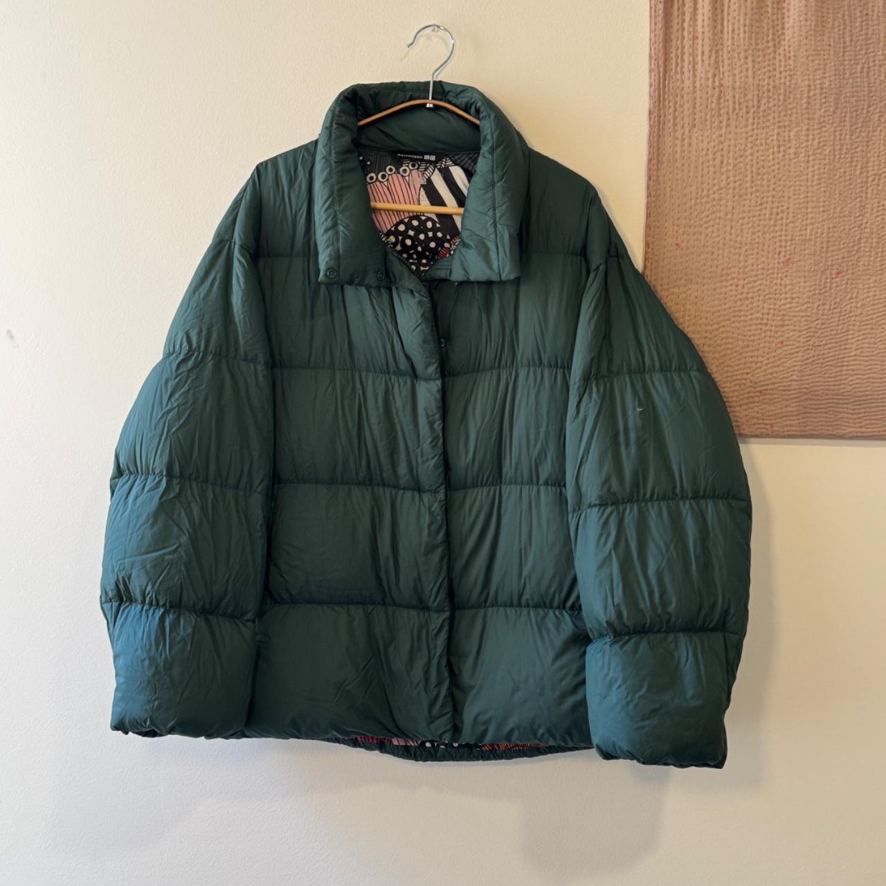 marimekko ULTRA LIGHT DOWN XS グリーン海外限定 Uniqlo x Marimekko ULTRA LIGHT DOWN COCOON PUFFER JACKET