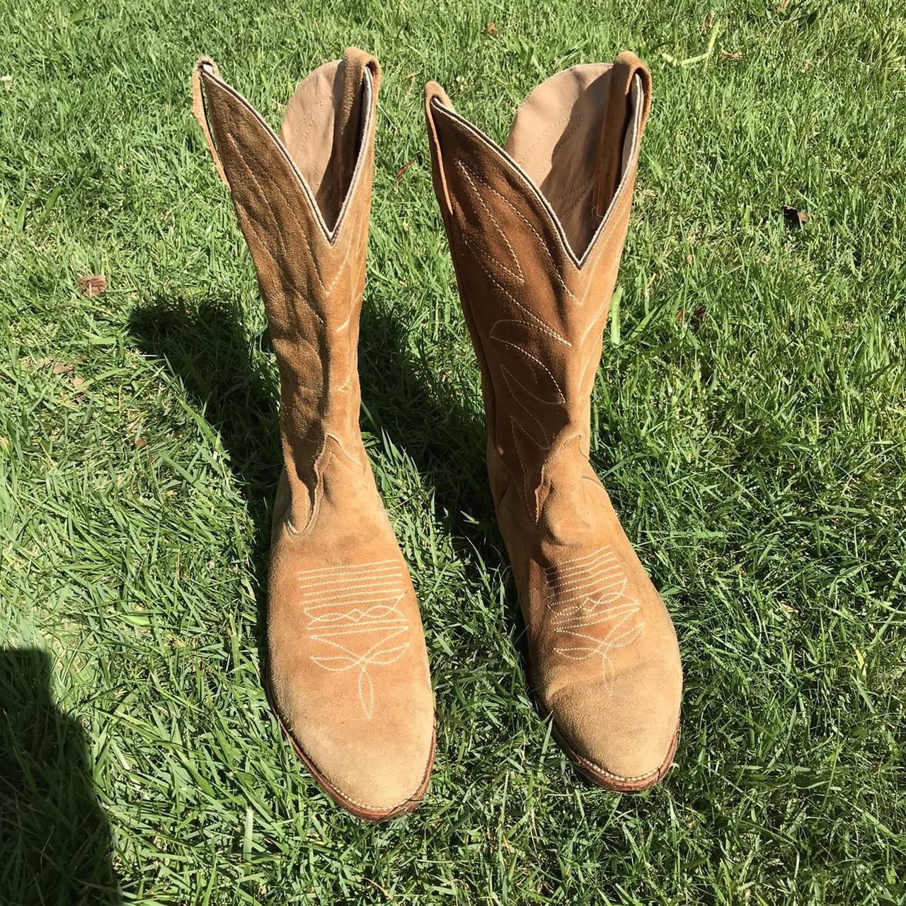 Tan suede Cowboy boots Fit like an 8.59 size men Depop