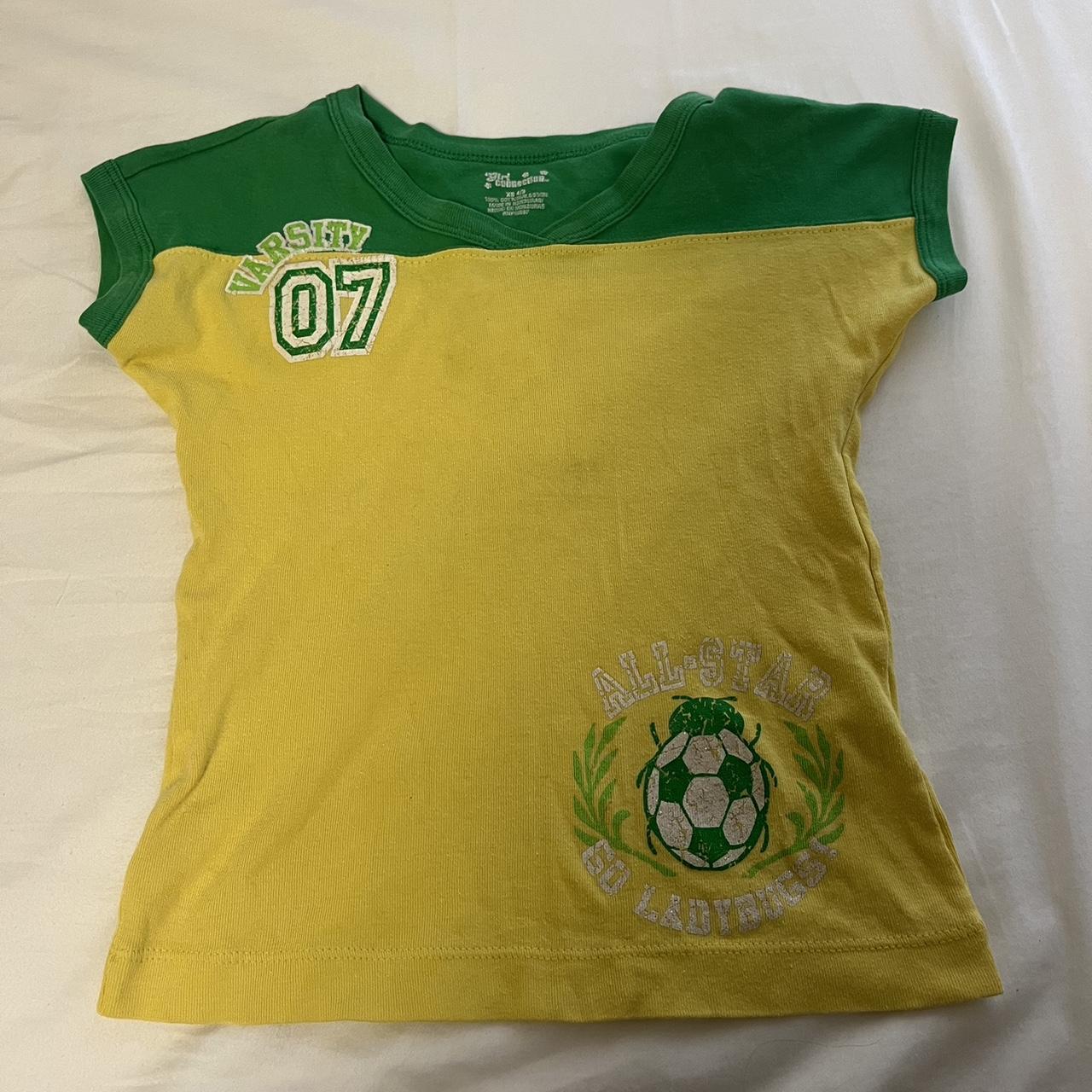 Varsity baby tee Fits xxs #numbertee #babytee #y2k - Depop