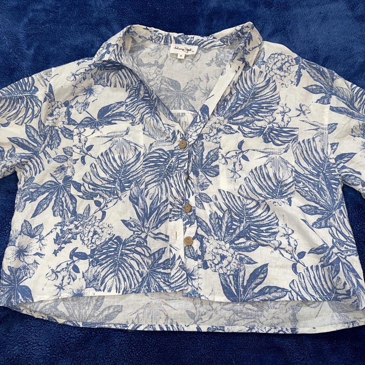 Panama jack cropped Hawaiian shirt size medium... - Depop