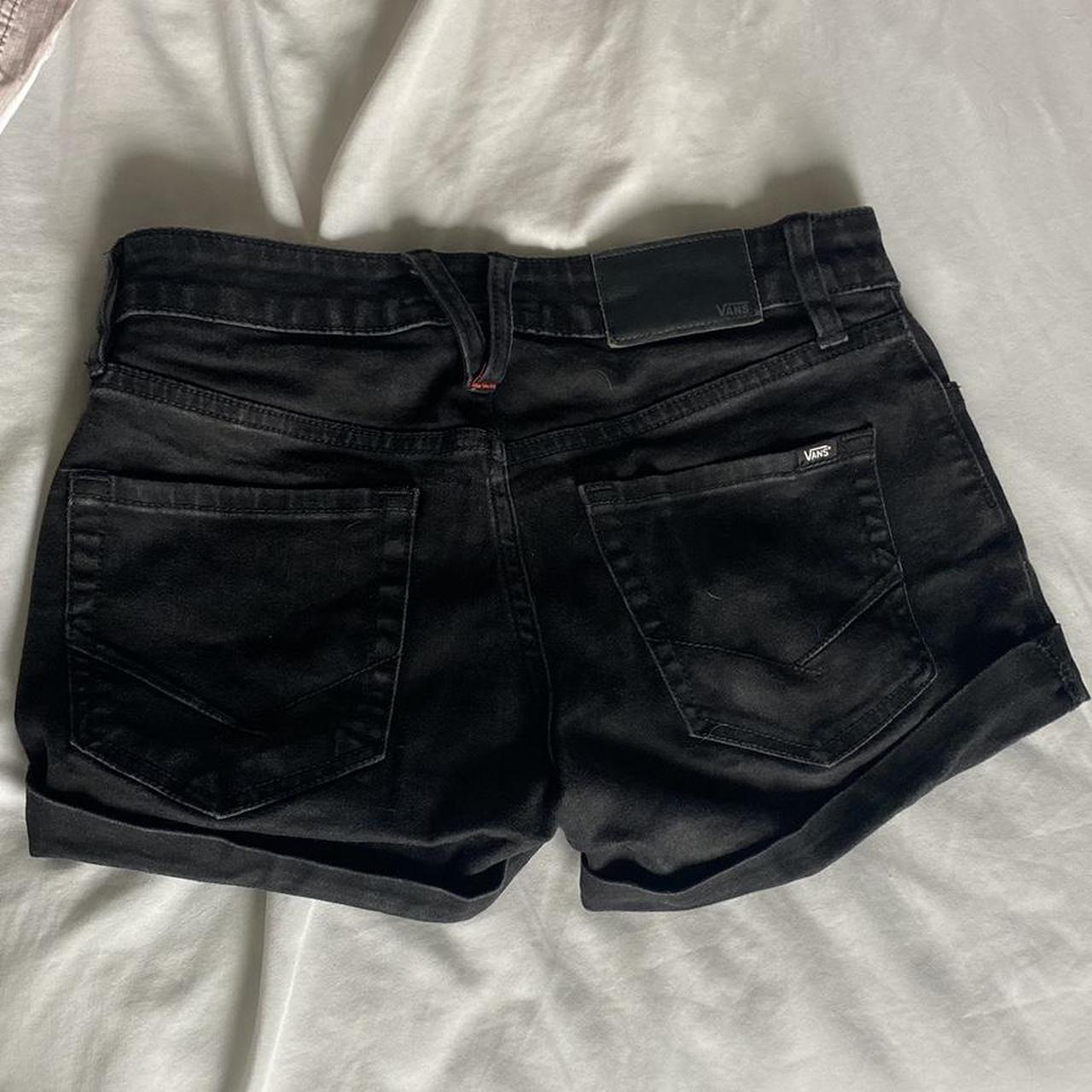 vans black jean shorts perfect condition size 0/24 - Depop