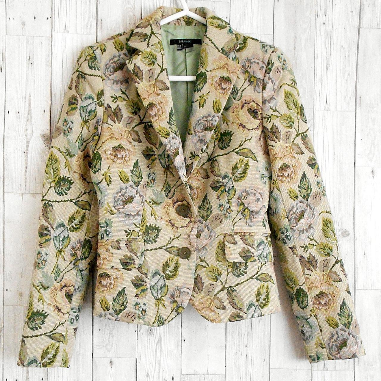 ZARA Tapestry Blazer large floral tapestry Depop