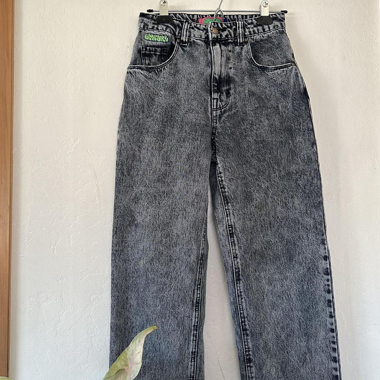 High Waisted Grey Acid Wash Mom Jeans High Waisted Acid Wash