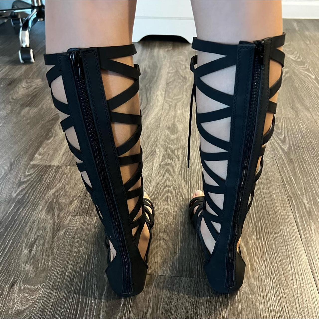 Buy Knee High Lace up Gladiator Sandals in Black Women's Sandals-boho  Sandals-vegan Sandals Online in India - Etsy