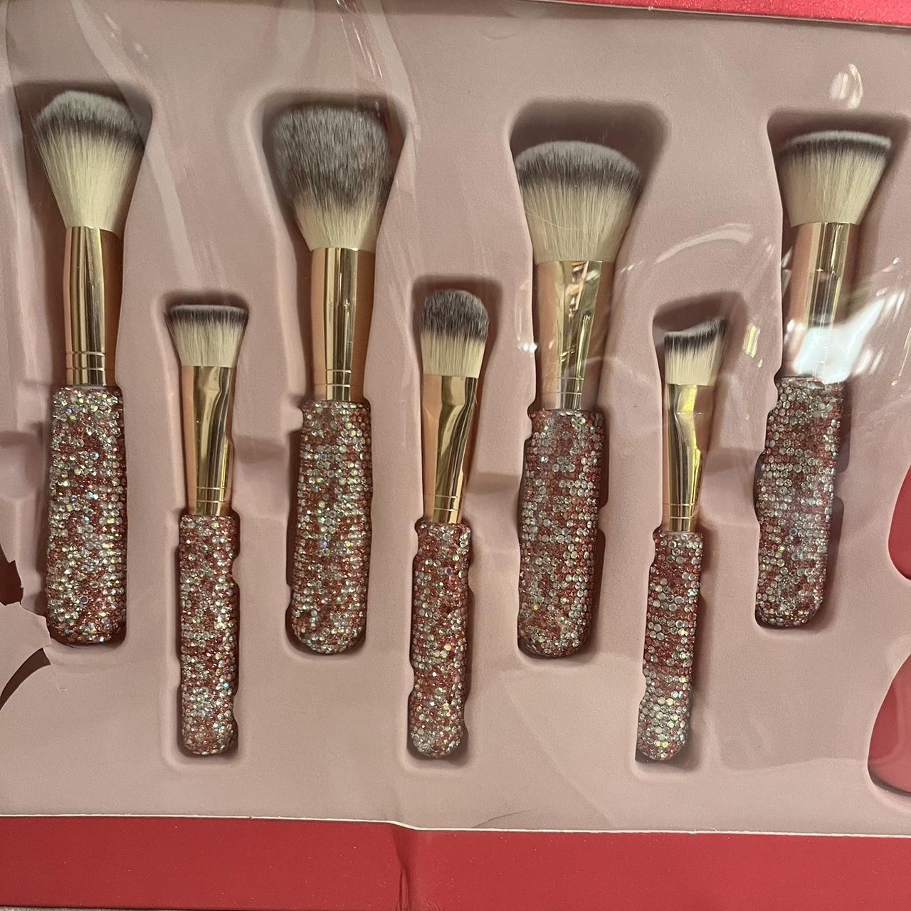 Glitter Makeup Brushes Sets -10 Pcs Cosmetic Brushes Set Bling Crystal Pink Makeup  Brushes Set