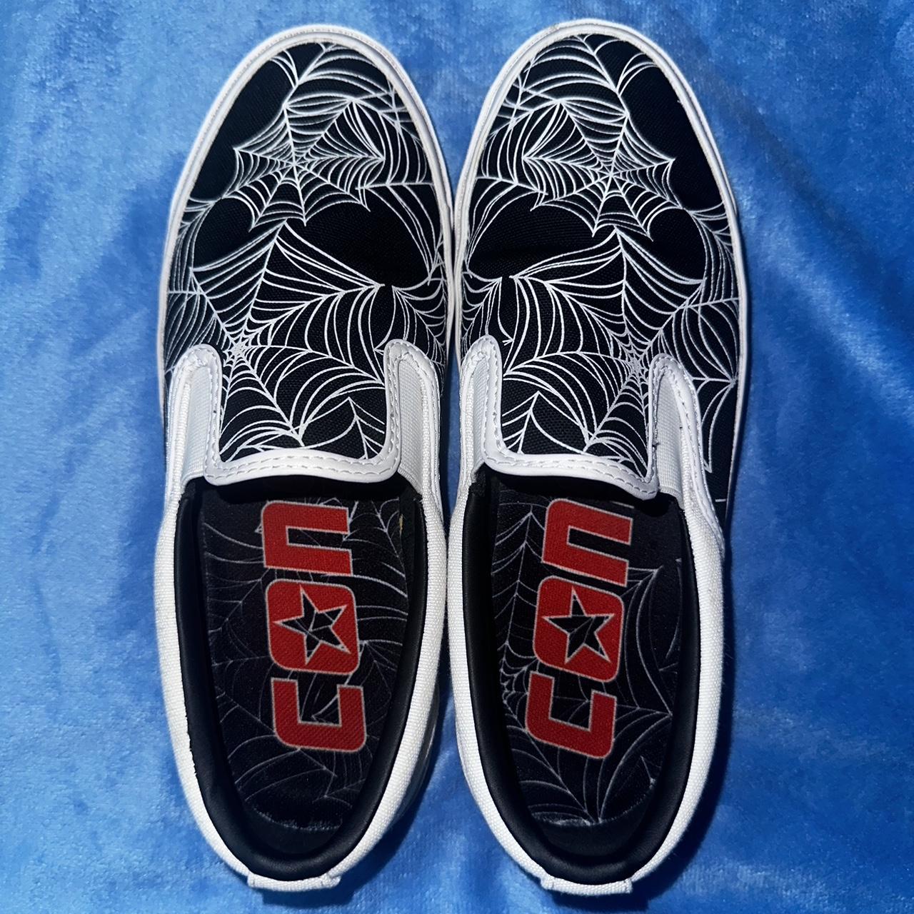 Spider Web B/W Converse Slip Ons ☆ maybe worn Depop