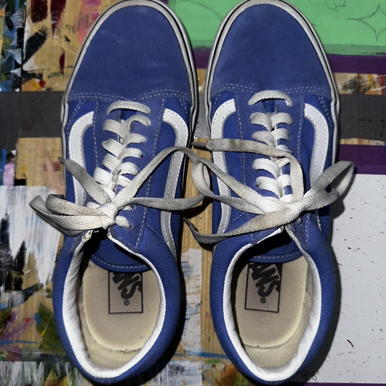 Light Blue Old Skool Custom Vans you can see signs. Depop