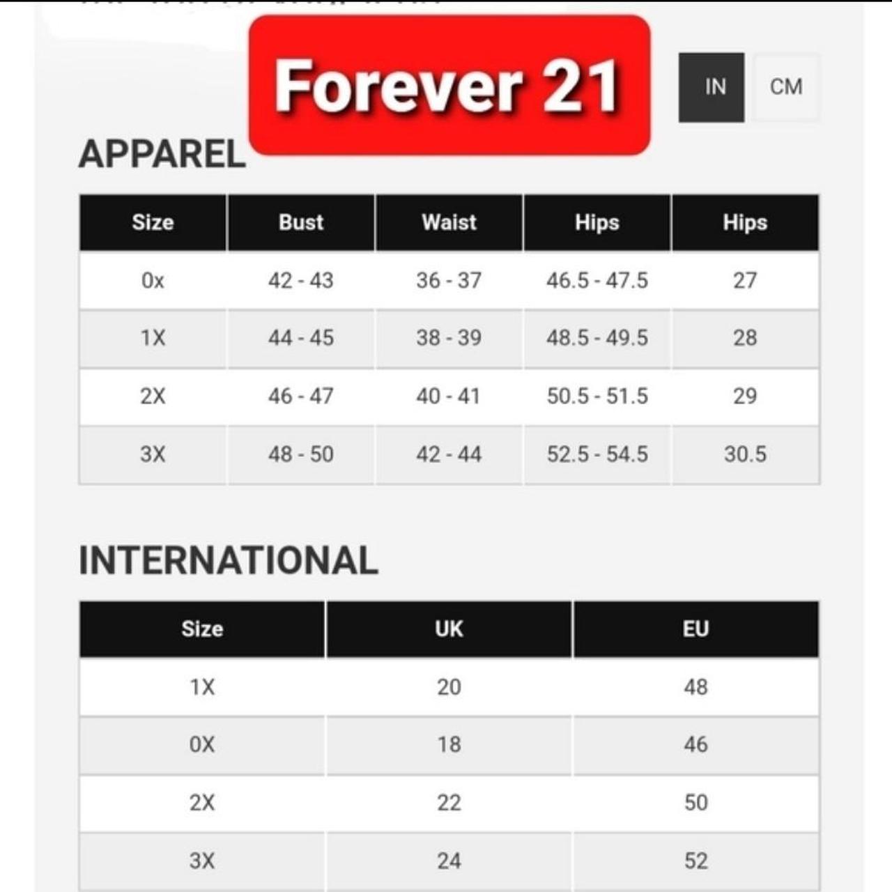 Forever 21 size hot sale 29 jeans conversion