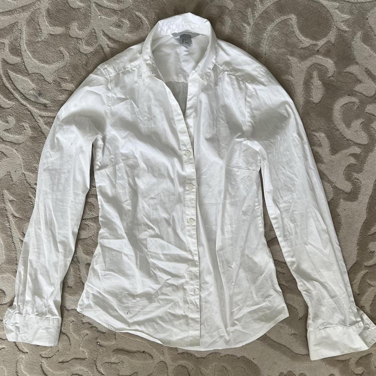 Vintage y2k 90s button up white shirt Fits... - Depop