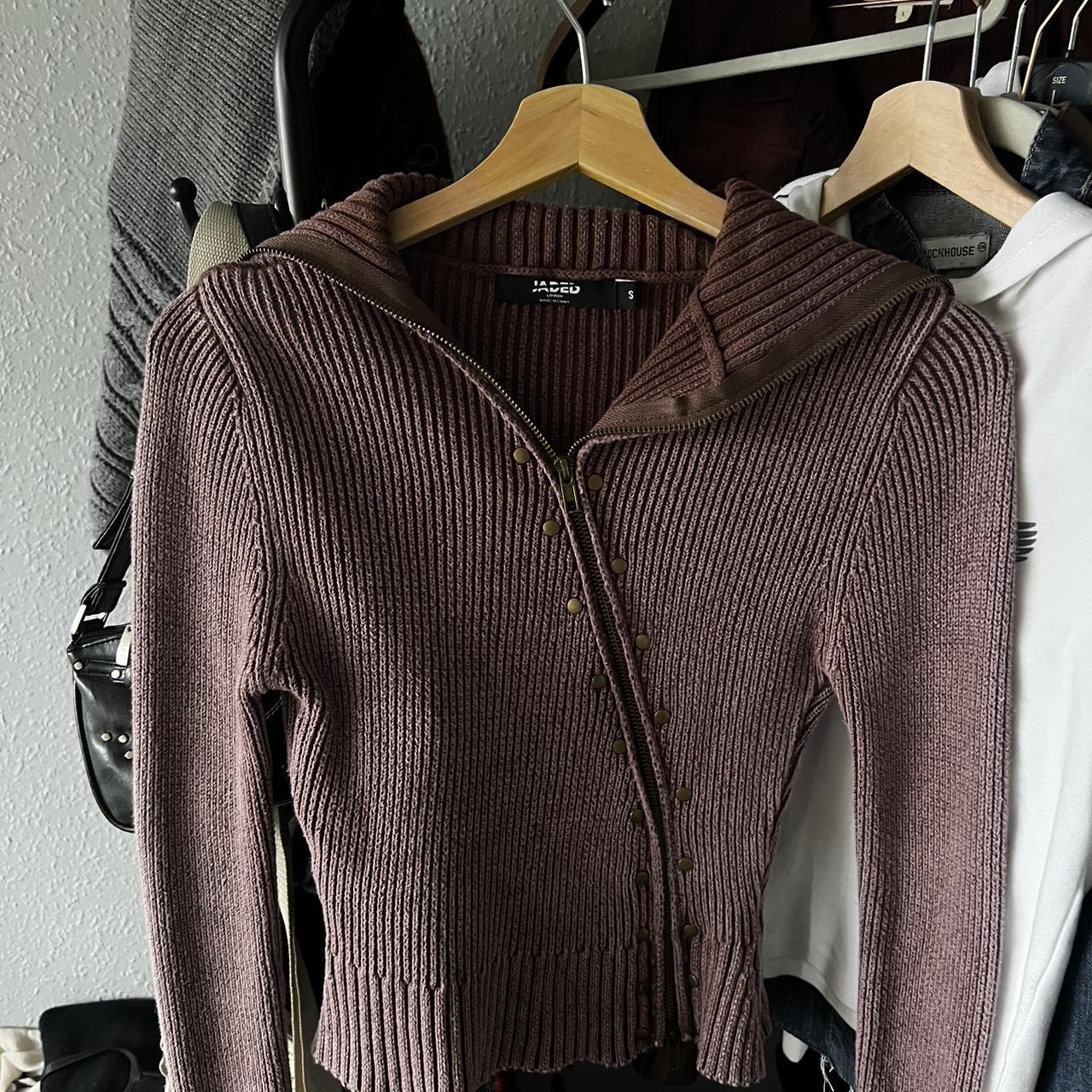 jaded london ribbed knit zip up top fits 6-8 - Depop