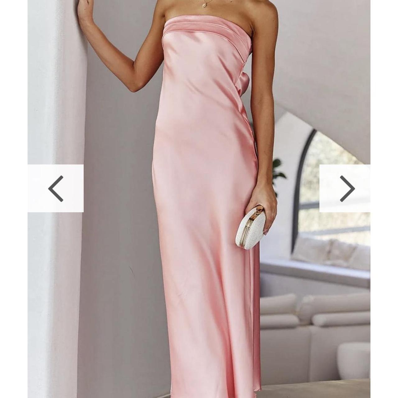 hello molly / billy j maxi pink strapless satin... Depop