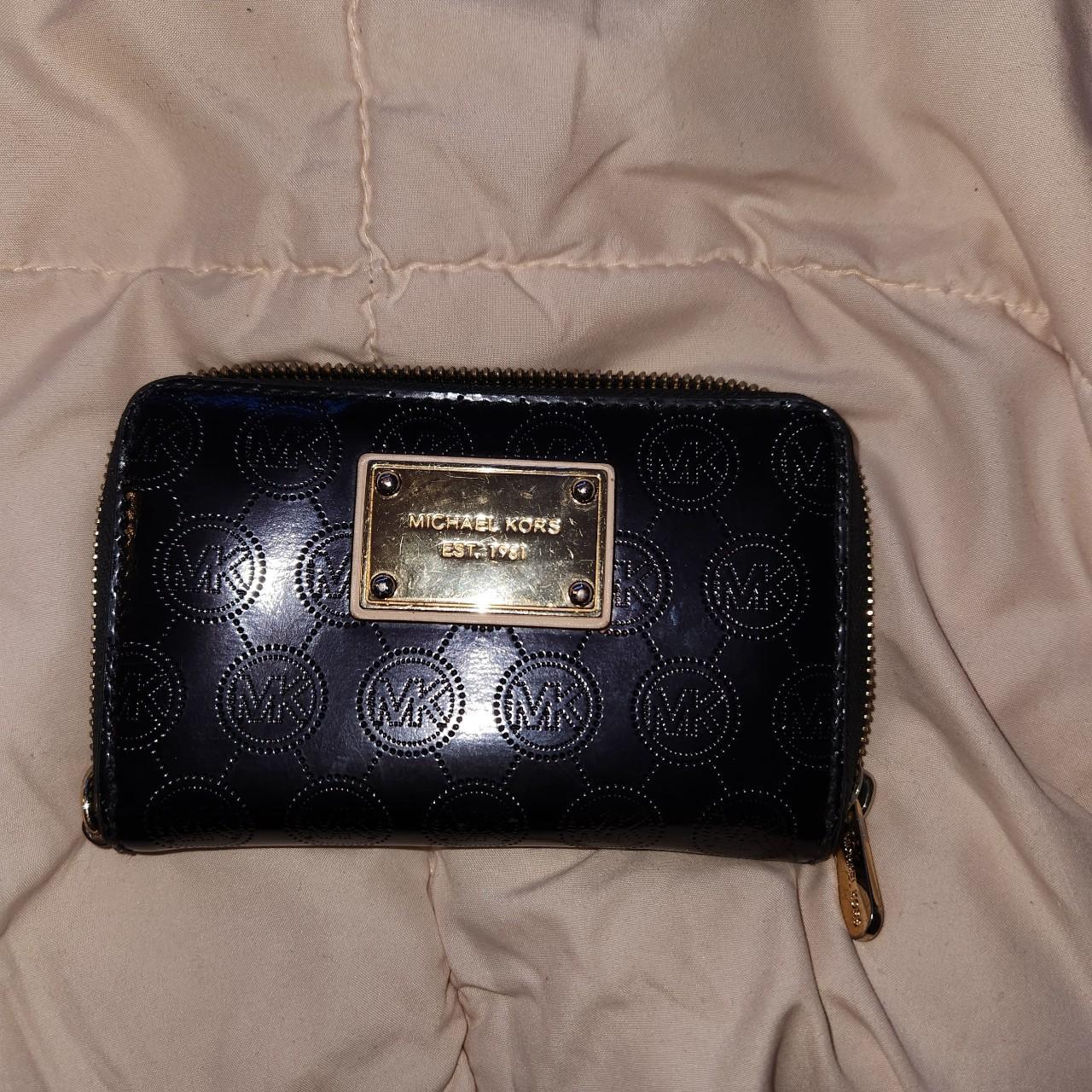 Red micheal kors wallet with wristlet with gold - Depop