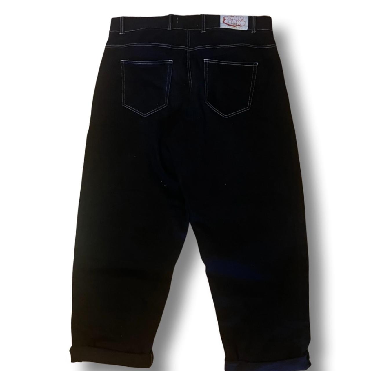 Men's Black and White Jeans Depop