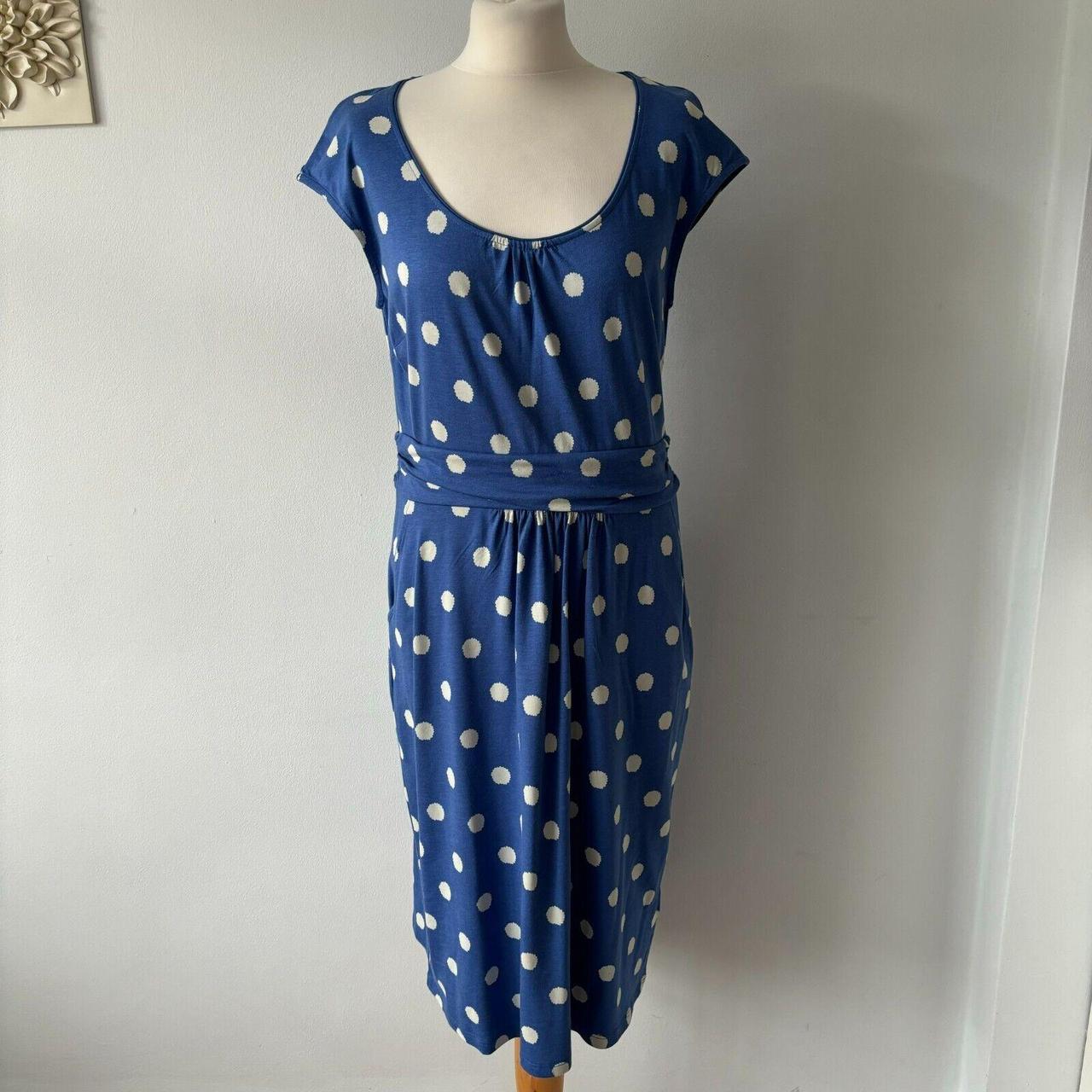 Boden Blue White Polka Dot Jersey Margot Dress. Depop