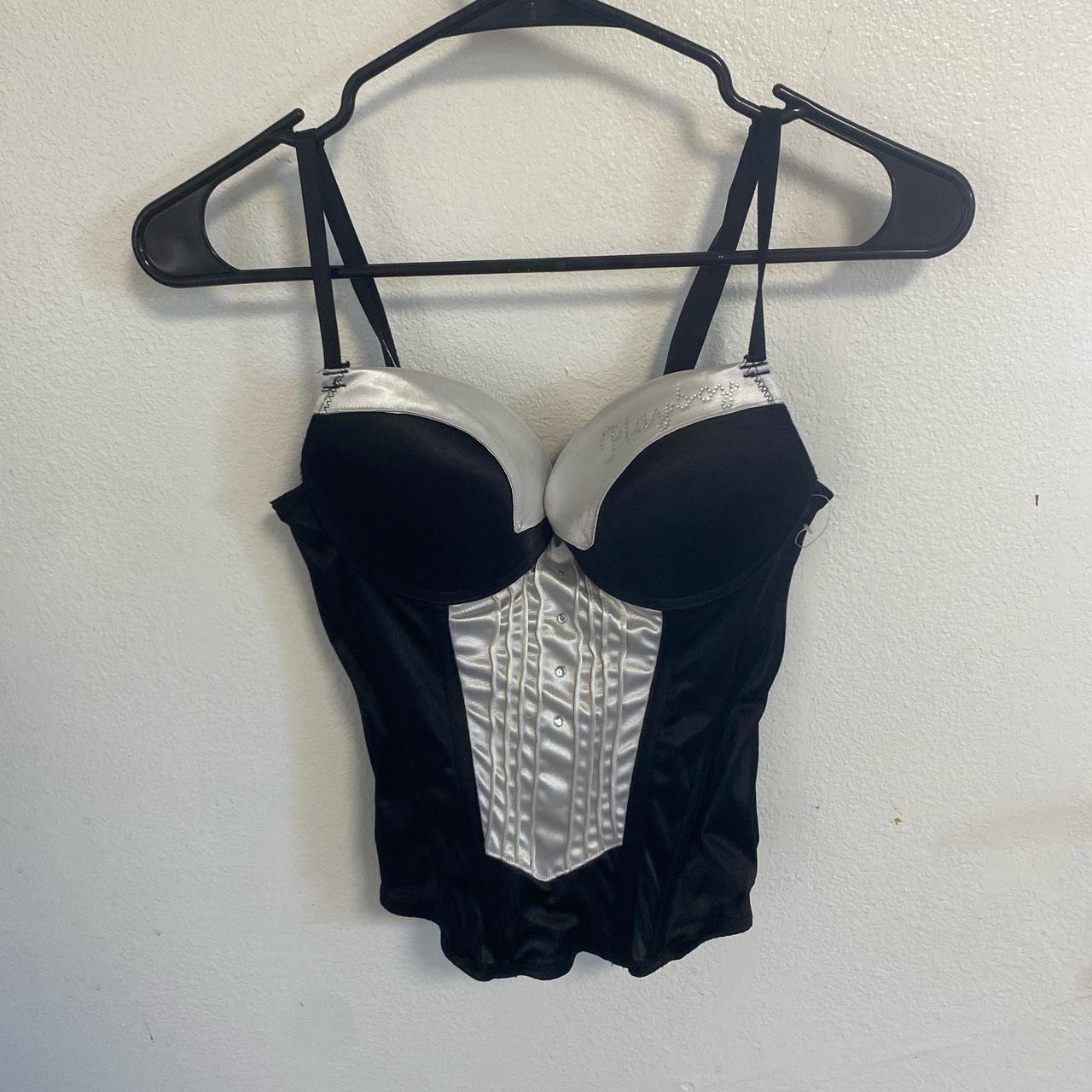 PLAYBOY TUXEDO RHINESTONE BLACK AND WHITE outlet BUSTIER TOP