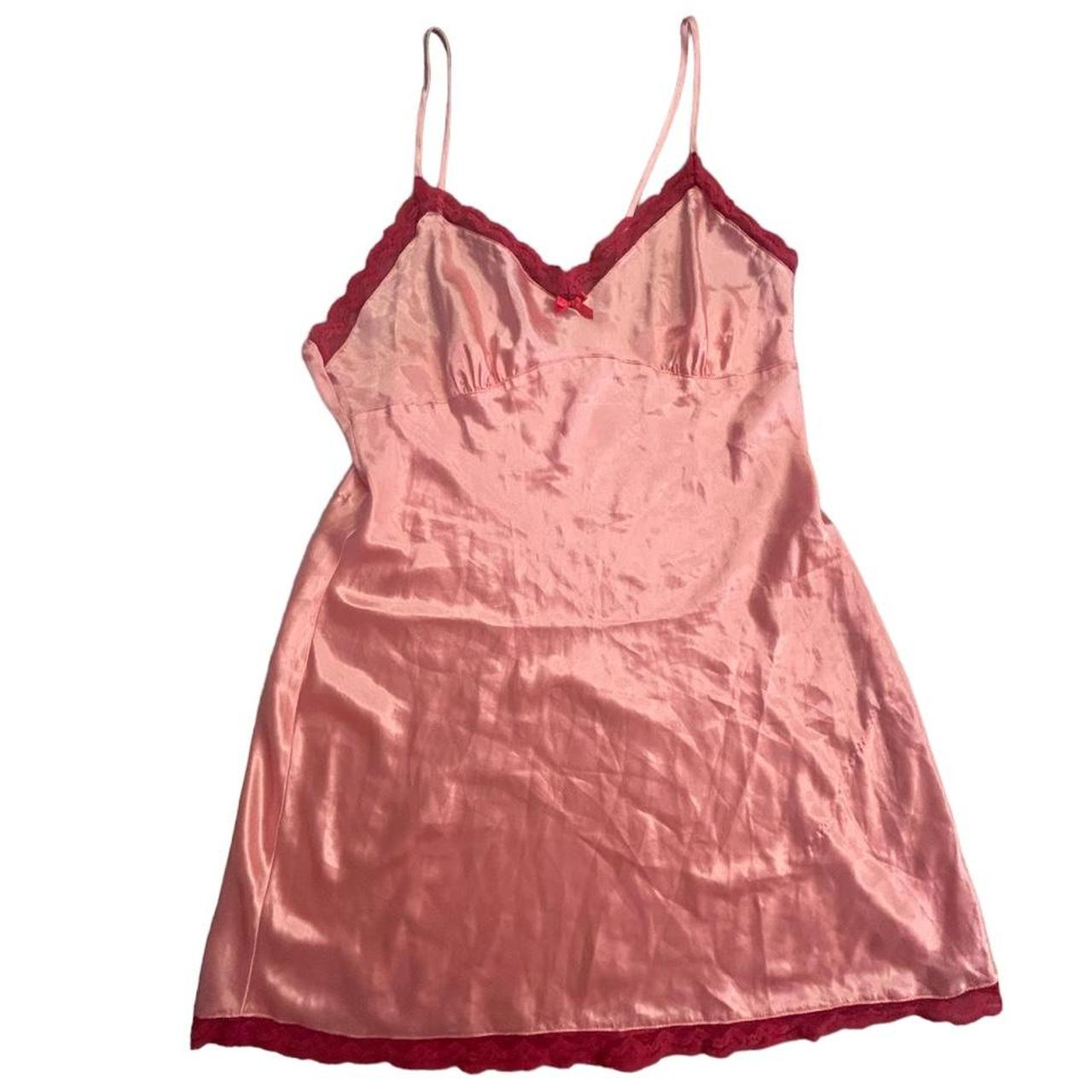 pink slip dress has super cute lace detailing on... - Depop